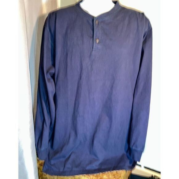 Long Sleeve Navy Blue Henley Shirt Flyshacker Clothing‎ Co. XLT Vintage - Picture 2 of 4